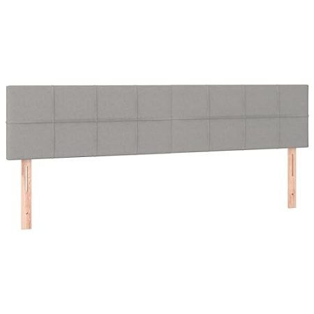 vidaXL LED Kopfteil, Bettkopfteil mit Holzbeinen, Höhenverstellbar Polsterkopfteil für Bett, Betthaupt Bettzubehör Schlafzimmer, Hellgrau 160x5x78/88cm Stoff