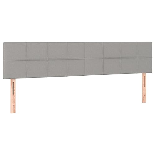 vidaXL LED Kopfteil, Bettkopfteil mit Holzbeinen, Höhenverstellbar Polsterkopfteil für Bett, Betthaupt Bettzubehör Schlafzimmer, Hellgrau 160x5x78/88cm Stoff