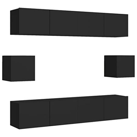 Annlera TV-Ständer 6-TLG. Hängende TV-Schrank-Set Modernen TV-Konsole Beistellschrank Fernsehschrank Wandmontage Medienschrank Trendigen und Dennoch Praktischen Design Schwarz