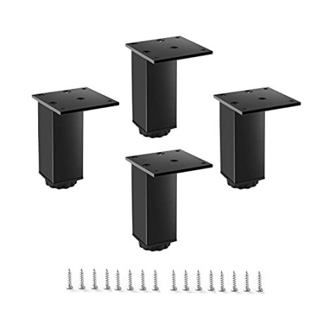 JFUNANQH Metall-Aluminium-Möbelbeine, DIY-Hausschrankfüße, Satz mit 4 quadratischen austauschbaren Beinen, verwendet für Fernsehtische, Bänke, Badezimmer, höhenverstellbar, rutschfeste Sofa