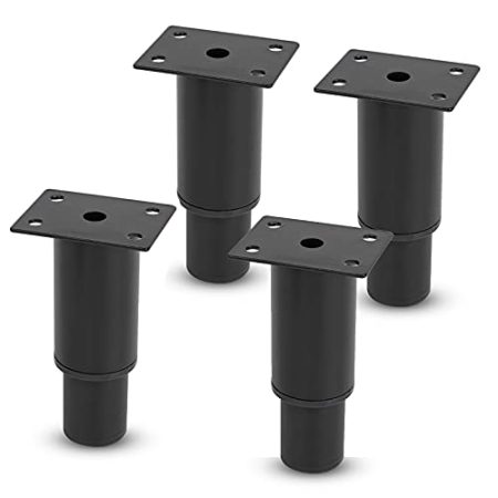 Verstellbare Möbelbeine, 4 Packungen runde Küchenschränke, Sofas, Betten, Metallbeine, Schrankfüße aus kaltgewalztem Stahl, Tischbeine, DIY-Ersatzfuß-Hardware-Zubehör, mit Schrauben (25 cm/9,8 Zoll,
