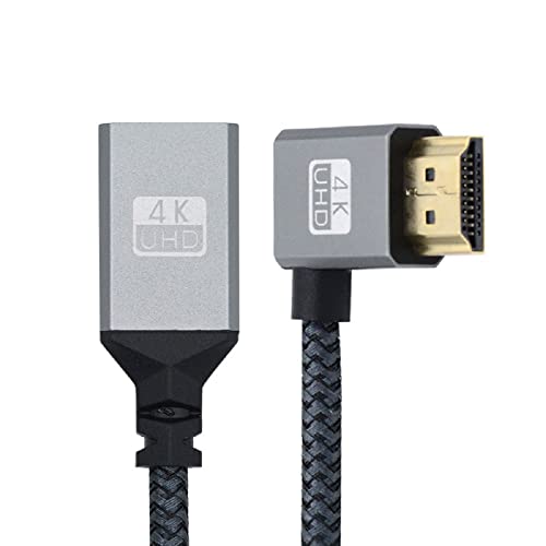 xiwai 4K 60Hz 3D HDMI Extender Kabel, HDMI 1.4 Typ A Stecker auf A Buchse Verlängerungskabel 90 Grad links gewinkelt