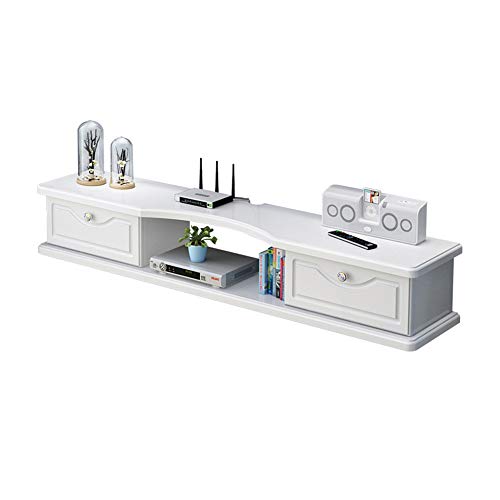Brooke shop Hängende TV-Schrank Hintergrund Wanddekoration, Set-Top-Box Multimedia-Lagerregal, Platz sparen, Schubladen ziehen, frei schieben und ziehen, langlebig/Weiß / 140