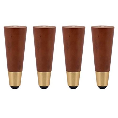 WYRMB Massivholz-Möbelbeine, konische Couchtischbeine, Schrankfüße, Ersatzbeine für TV-Schränke, Kupfersets, Walnussfarbe, mit Zubehör, 4er-Set (15 cm)