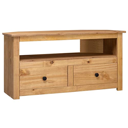 Home Hardware Businese Eck-TV-Schrank, 93 x 49 x 49 cm, massives Kiefernholz, Panama-Serie