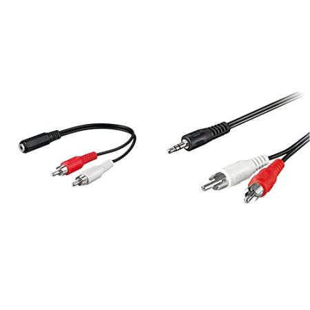 goobay 50442 Audiokabel Klinke 3.5 mm, 1,4 m 50018 3,5mm Klinke/Cinch-Adapterkabel - für Kopfhörerbuchsen an RCA / 3-polig Stereo 3,5 mm-Stecker auf 2x Cinch-Stecker/Schwarz / 1,5m
