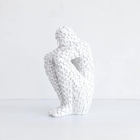 xuejuanshop Denker Figur Skulptur Home Decoration Möbel Harz Statue Dekoration Zubehör Bücherregal Dekor Handwerk (Color : White)