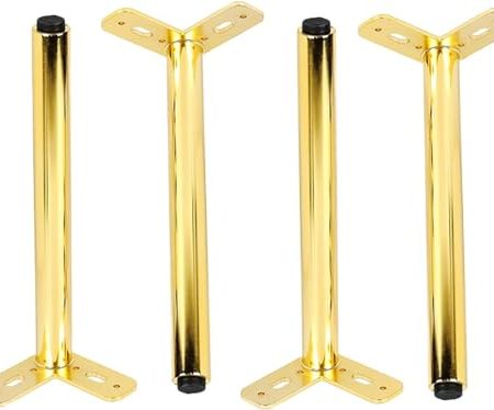 GPECTIFO Set mit 4 Möbelfüßen aus Metall, Tischfüßen aus Eisen, verstellbaren Ersatz-Sofafüßen, modernen dreieckigen TV-Ständerfüßen, Couchtischfüßen (20 cm)(Gold,20cm)