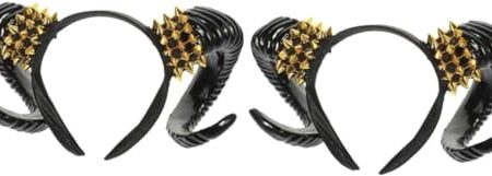 2 Stück Dämon Kopfhand Horn Akzent Haar Steampunk Frauen Hörner Dekor Halloween Vintage Themenband Goldene Kreative Creolen Zubehör Niet Kostüme Damen Mädchen Waldkopf Foto mit (Farbe: Schwarz, Größe