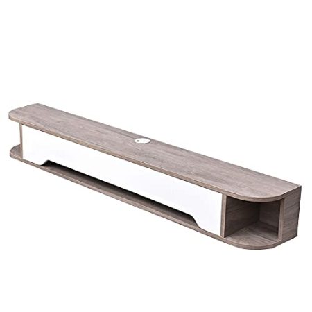 WFENG Hängender TV-Schrank/Lowboard Hängeschrank,Ökologische Massivholzplatte-Starkes Holz Nicht Leicht zu Verformen-Eckbogendesign / L130cm×W24cm×H20cm / B