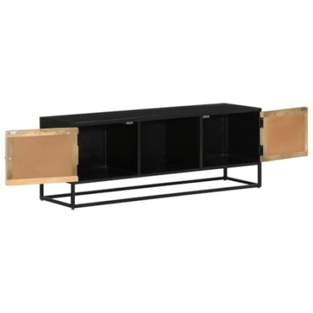 HEFZGDB TV-Schrank 110x30x40 cm Massivholz Mango und Eisen Tv Cabinet for Living Room Tv Schrank Tv Board Fernsehständer für Wohnbereich Büro Gästezimmer Erholungsraum