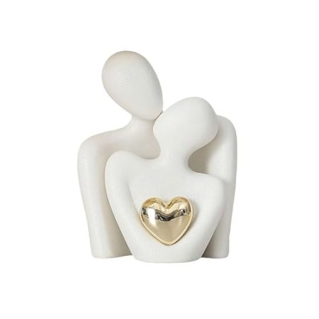 Heart Bond Expression Sculpture, Porcelain Romantic Couple Figures Statue, Aesthetic Decorations Hugging Couple Sculptures Valentine's Day Gifts for Living Room Bedroom Coffee Table Desktop