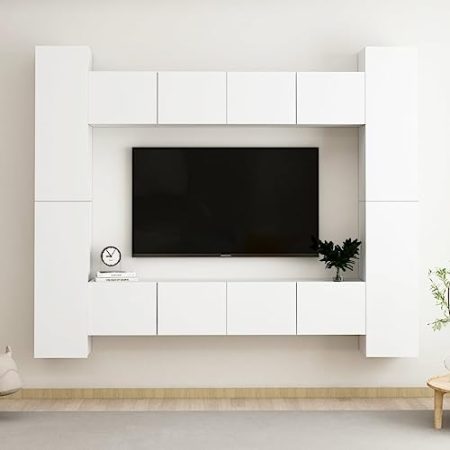 Toshilian 8-TLG. TV-Schrank-Set Weiß Holzwerkstoff