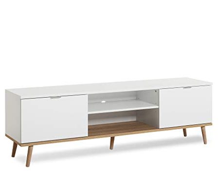 expendio TV-Board Malmö 55 weiß Sonoma Eiche 160x50x40 cm Lowboard TV-Schrank TV-Möbel Wohnzimmer