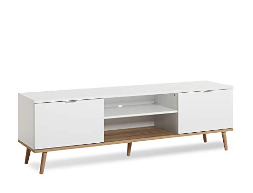 expendio TV-Board Malmö 55 weiß Sonoma Eiche 160x50x40 cm Lowboard TV-Schrank TV-Möbel Wohnzimmer