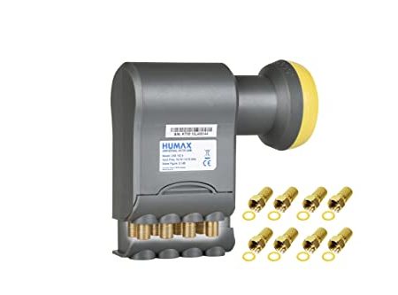 HUMAX Digital Octo-LNB Gold, Satelliten universal LNB, LTE-Filter, 8 Teilnehmer inkl. Wetterschutzhülle und vergoldete F-Stecker, für digitales Fernsehen in HD, Full HD und 4K UHD, schwarz/gelb