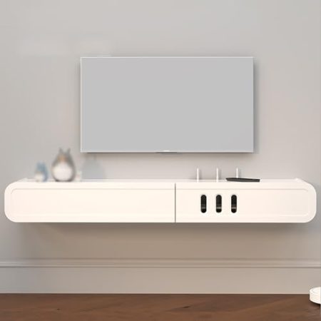 XRRJFYH Lowboard Weiß 133cm TV Schrank TV Board Hängend Fernseher Schrank Wohnzimmer TV Cabinet Holz Fernsehtisch TV Bank