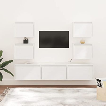 fernsehschrank Weiss,tv Board Weiss,fernsehtisch Weiss,TV-Schränke 7 STK. Weiß Massivholz Kiefertv Sideboard,fernsehschrank,tv Board Weiss,tv Board,
