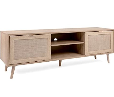 expendio TV-Board Bao 8 Eiche Sonoma Bast Geflecht Nb. 150x52x40 cm Lowboard TV-Schrank TV-Möbel Wohnzimmer