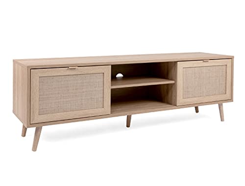 expendio TV-Board Bao 8 Eiche Sonoma Bast Geflecht Nb. 150x52x40 cm Lowboard TV-Schrank TV-Möbel Wohnzimmer