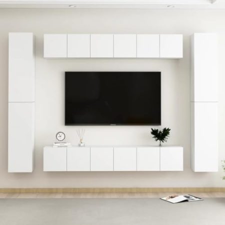 AJSEOYBS Fernseher unterschrank,Konsolentisch10-Tlg. Tv-Schrank-Set Weiß Holzwerkstoffgeeignet Geeignet für Wohnzimmer, Schlafzimmer, Büro, Empfangsraum, Arbeitszimmer