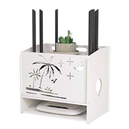 YUEXUEP Router Kasten Router-Aufbewahrungsbox, schwebendes Wandregal, Router-Aufbewahrungsregale ohne Stanzen, Plug-in-Board-Line-Box für TV-Zubehör, WLAN-Router Regal für WLAN-Router
