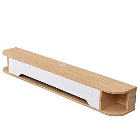 WFENG Hängender TV-Schrank/Lowboard Hängeschrank,Ökologische Massivholzplatte-Starkes Holz Nicht Leicht zu Verformen-Eckbogendesign / L130cm×W24cm×H20cm / C