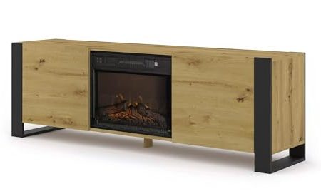 Homlando TV Stand Mondi 180 cm mit elektrischem Kamin - Lowboard - Sideboard TV - Schrank Tisch - Artisan Eiche