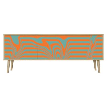 Healancy Biomedical TV Schrank mit Türen - Kommode - Fernsehschrank - Lowboard - Fernsehtisch - Wohnzimmer Möbel - Board mit Stauraum - Tisch - Sideboard - Fernsehrregal Riva-Eiche