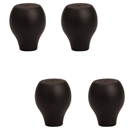 Generisch 4 Stück Möbelbeine aus Massivholz, Sofabeine aus Holz, runde Möbelfüße, Ersatzbeine für Couch, Bett, Sessel, Schrank, Couchtisch, TV-Schrank, mit Zubehör, 2 cm/4 cm/6 cm (schwarz 6