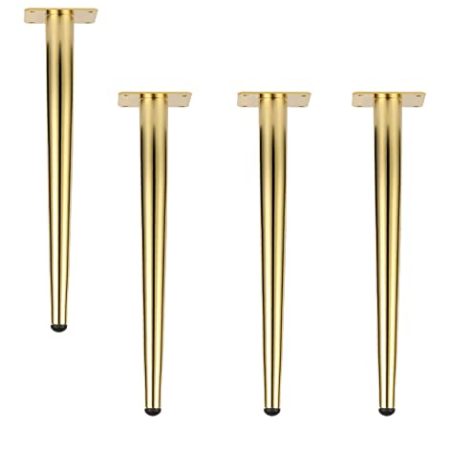 4 Stück Ersatz Metall Möbelfüße Möbelfüsse,Austauschbare Kegel Möbelbeine,DIY Tischbeine Schrankfüsse Bett Möbel Stühle Couchtisch Sofa Füße Kabinettbeine Beine,10-72cm Hoch (70cm/27.6in,Gold)