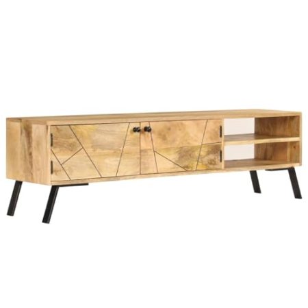 HETFTJN TV-Schrank, Tv Board Tv Wandschrank Beistelltisch Wohnzimmertisch Geeignet für Schlafzimmer Kleine Räume Wohnzimmer Den Flur Massivholz Mango 140x30x40 cm