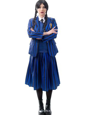 Zoelibat Zölibat - Kinderkostüm Wednesday, Verkleidung für Karneval und Halloween, Kostüm für Kinder