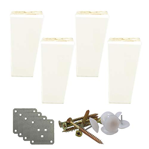 JFUNANQH 4 Stück Massivholz-Sofafüße, Kiefernmöbelbeine, Ersatz-Couchbeine, Holzschrankfüße, Couchtischbeine, Bettbeine, für Küchensessel, Schlafsofas, mit Zubehör, weiß (10 cm)