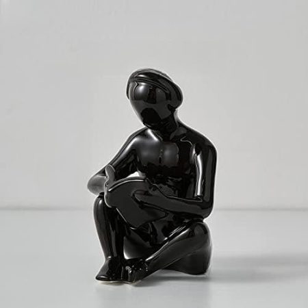 WAOCEO Skulptur-Statue Lady Statue Lesebuch Ornamente Dekoration Zubehör Vintage Frau Skulptur Tischplatte Dekor Geschenk Moderne Heimtextilien (Size : Schwarz)