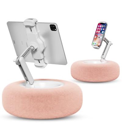 Viozon Tablet-Ständerkissen, kompatibel mit 11,9 cm - 33 cm (4,7 - 13 Zoll) Handy/Tablet, iPad, iPhone, Samsung, Google, Kindle, um 360° verstellbare Handyhalterung für Bett, mit weichem Plüschstoff