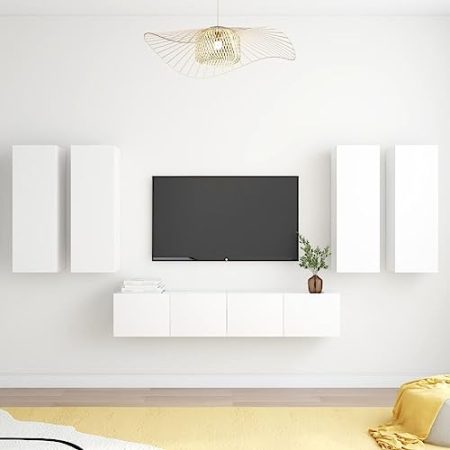 AJSEOYBS Fernseher unterschrank,Tv-Schrank6-Tlg. Tv-Schrank-Set Weiß Holzwerkstoffgeeignet Geeignet für Wohnzimmer, Schlafzimmer, Büro, Empfangsraum, Arbeitszimmer