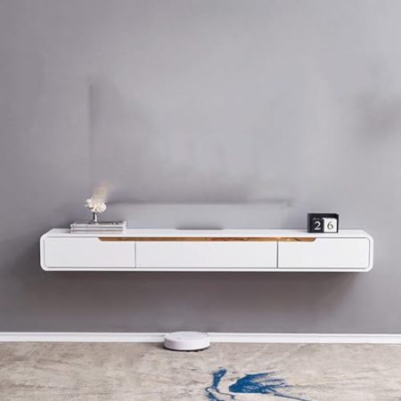 Wandmontage TV-Schrank - TV Lowboard Hängend - Moderner TV-Ständer, TV-Lowboard, Schwebender TV-Ständer, Wandmontiertes Entertainment-Center, TV Schrank Hängend, Medienkonsole, TV-Board(Blanco,120cm)