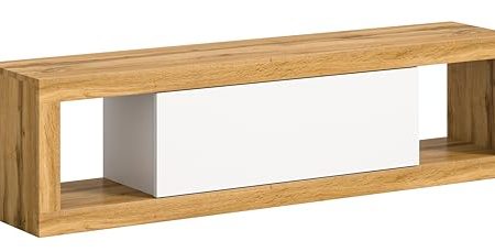 xonox.home Wohnzimmer Tango Lowboard hängend TV-Schrank in weiß melamin, Wotan Eiche melamin ca. 150x39x30cm hängend Push to Open