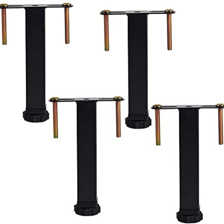 ZXHStore Metallmöbel Beine Bettfüße Verstellbare Bettstütze Bein Bett Rahmen Zubehör T-förmig Einstellbar 22mm Gewindeboden 4 Packung (Color : Black, Size : 35cm/13.8in)