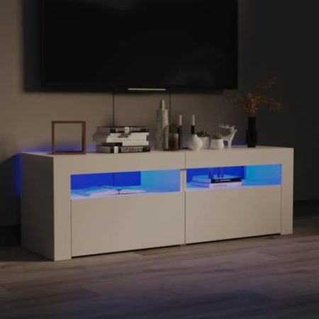 XGWKCNV Entertainment Centers & TV StandsTV Schrank mit LED-Leuchten Hochglanz Weiß 120x35x40cm