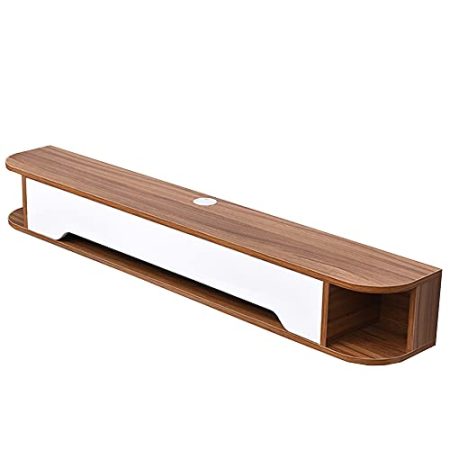 WFENG Hängender TV-Schrank/Lowboard Hängeschrank,Ökologische Massivholzplatte-Starkes Holz Nicht Leicht zu Verformen-Eckbogendesign / L130cm×W24cm×H20cm / D