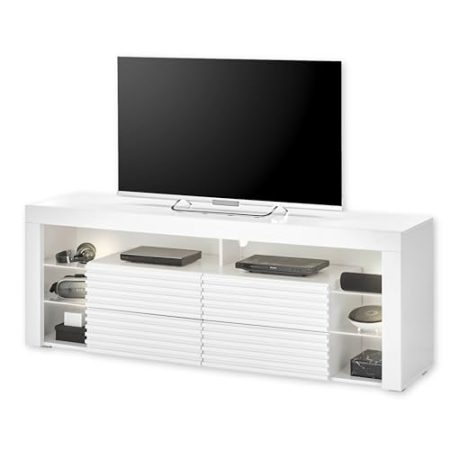 Goal 2 TV-Lowboard mit LED-Beleuchtung in Weiß - TV Schrank mit viel Stauraum für Ihr Wohnzimmer - 179 x 67 x 44 cm (B/H/T)