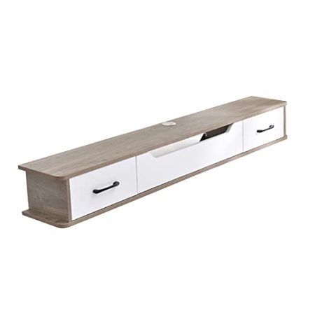 TV Board HäNgend HäNgeschrank,Drahtloch-Design-Holz-Wand-Tv-SchräNke Mit Schubladen,Wohnzimmer-Router-Set-Top-Box-Display-StäNder/gray / 150cm