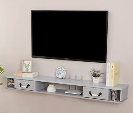 TV Board HäNgend HäNgeschrank, Projektoren Und Spielkonsolen Wand-Tv-SchräNke Aus Holz Mit Zwei Schubladen, Geeignet FüR Wohnzimmer/B / 120cm