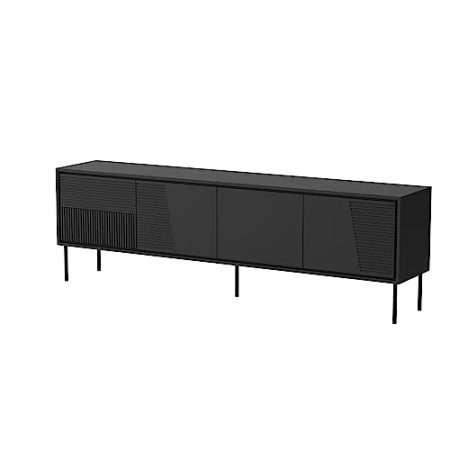 Homlando TV Schrank Lowboard ABUDABI 200 cm Moderner TV-Stand mit 4 Türen – TV Board – Sideboard für das Schlafzimmer oder Wohnzimmer (Schwarz Matt)