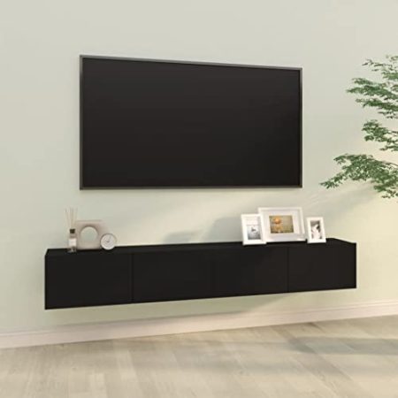 AJJHUUKI Home Outdoor OthersWall TV-Schränke, 2 Stück, schwarz, 100 x 30 x 30 cm, Holzwerkstoff