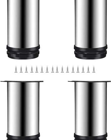 4 Stück runde Schrankfüße – Möbelbeine aus Edelstahl – Schrank-, Couchtisch- und TV-Ständerbeine, Silber 12 cm, 15 cm, 18 cm, Möbel-Hardware-Zubehör, DIY-Projekte (Farbe: Silber, G