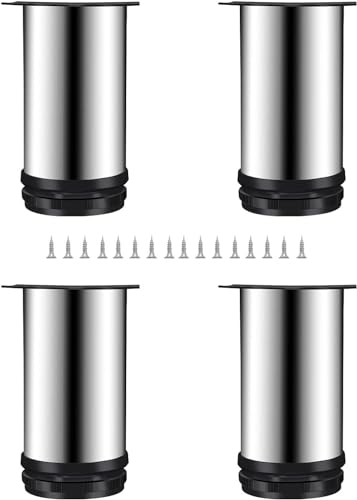 4 Stück runde Schrankfüße – Möbelbeine aus Edelstahl – Schrank-, Couchtisch- und TV-Ständerbeine, Silber 12 cm, 15 cm, 18 cm, Möbel-Hardware-Zubehör, DIY-Projekte (Farbe: Silber, G
