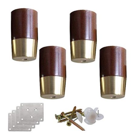 JFUNANQH Sofabeine aus massivem Holz mit Kupferhülse, 4 Stück Holzmöbelbeine, TV-Schrankbeine, Couchtischbeine, Bettfüße, Ersatzbeine, für erhöhte Couchbett-Fußpolster, mit Zubehör (8 cm)